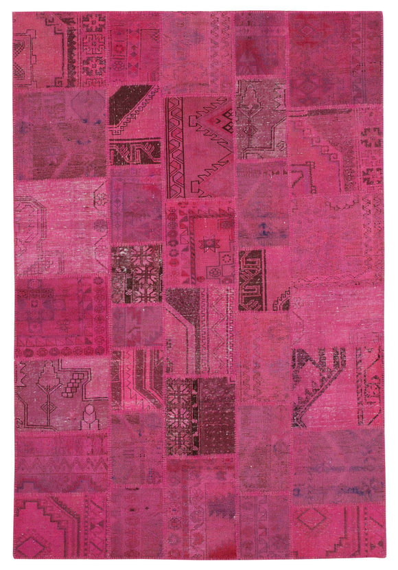 6' 9'' x 9' 10'' Hand-Knotted Turkish Patchwork Rug