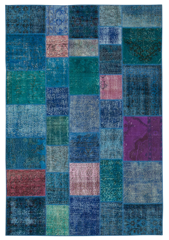 6' 8'' x 9' 10'' Hand-Knotted Turkish Patchwork Rug