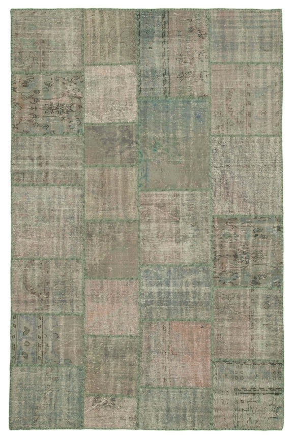 6' 7'' x 9' 11'' Hand-Knotted Turkish Patchwork Rug