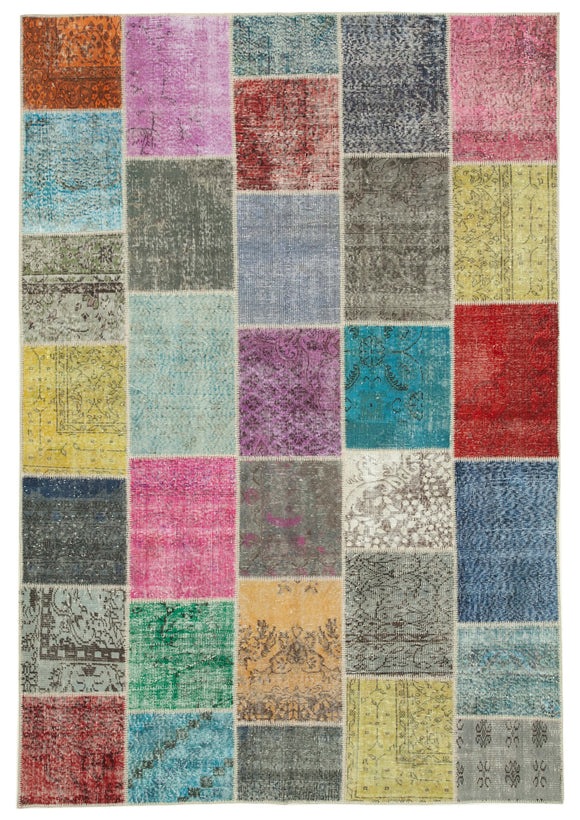 6' 9'' x 9' 10'' Hand-Knotted Turkish Patchwork Rug