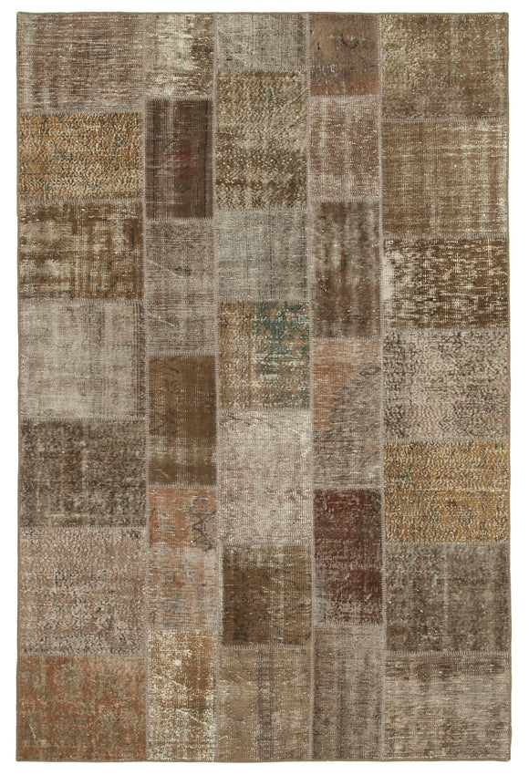 6' 6'' x 9' 10'' Hand-Knotted Turkish Patchwork Rug