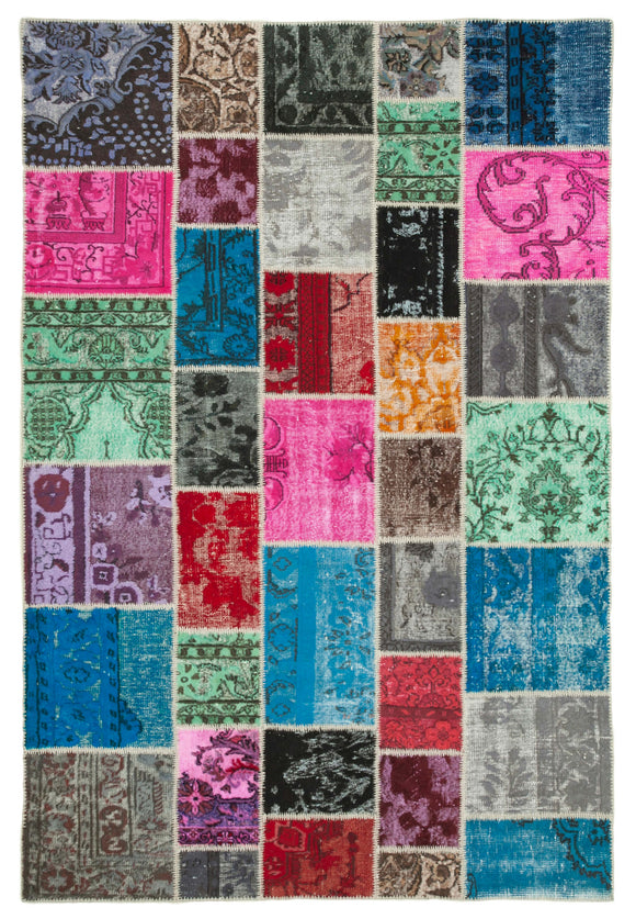 6' 9'' x 10' 0'' Hand-Knotted Turkish Patchwork Rug