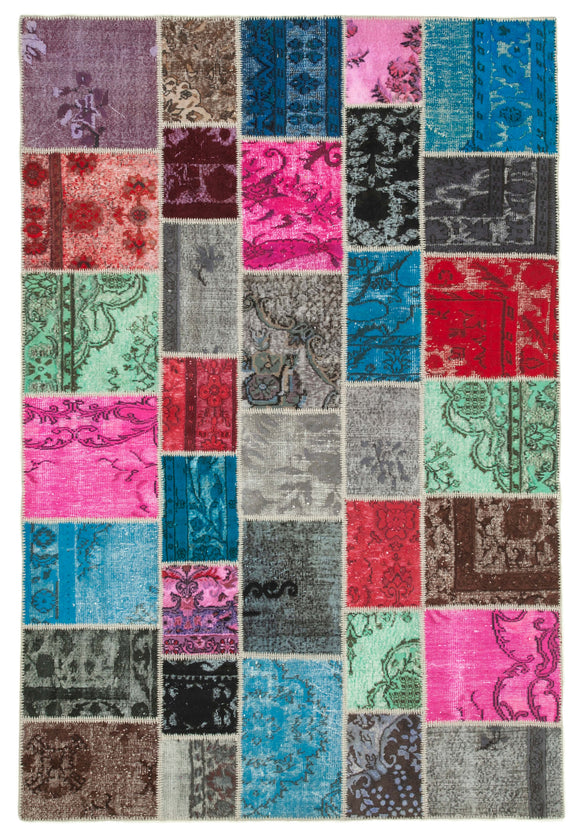 6' 9'' x 10' 0'' Hand-Knotted Turkish Patchwork Rug