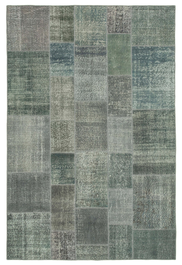 6' 7'' x 9' 10'' Hand-Knotted Turkish Patchwork Rug