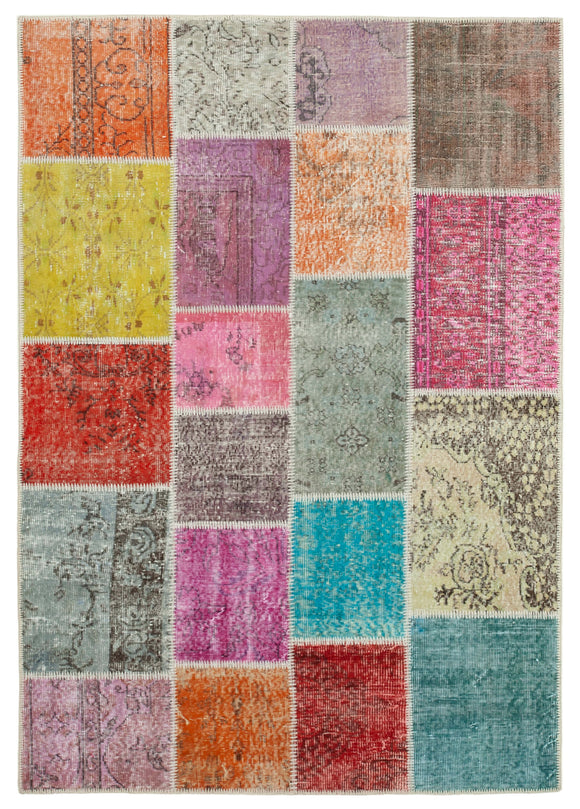 4' 9'' x 6' 9'' Hand-Knotted Turkish Patchwork Rug