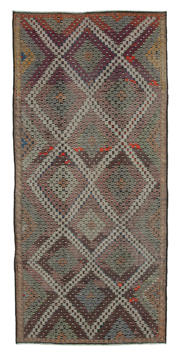 5' 10'' x 12' 8'' Turkish Vintage Kilim Rug