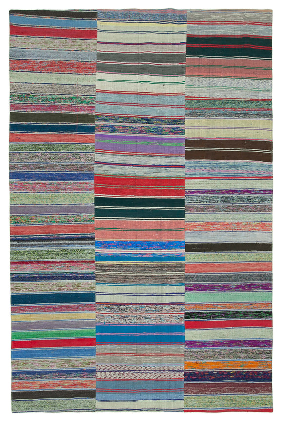 7' 3'' x 11' 2'' Vintage Turkish Patchwork Kilim Rug