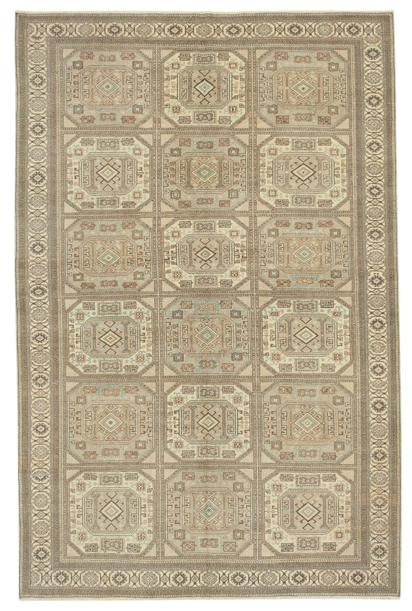 6' 7'' x 10' Turkish Vintage Hand-Knotted Rug