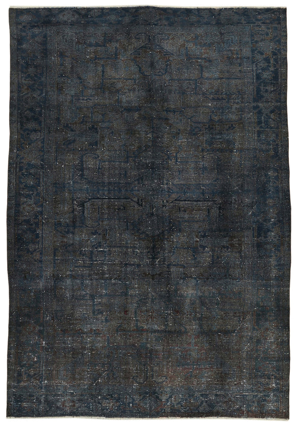 7' 2'' x 10' 4'' Grey Vintage Hand-Knotted Rug