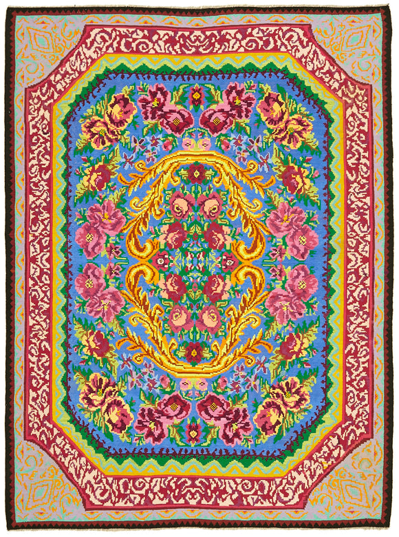 7' 1'' x 8' 11'' Vintage Moldovan Kilim