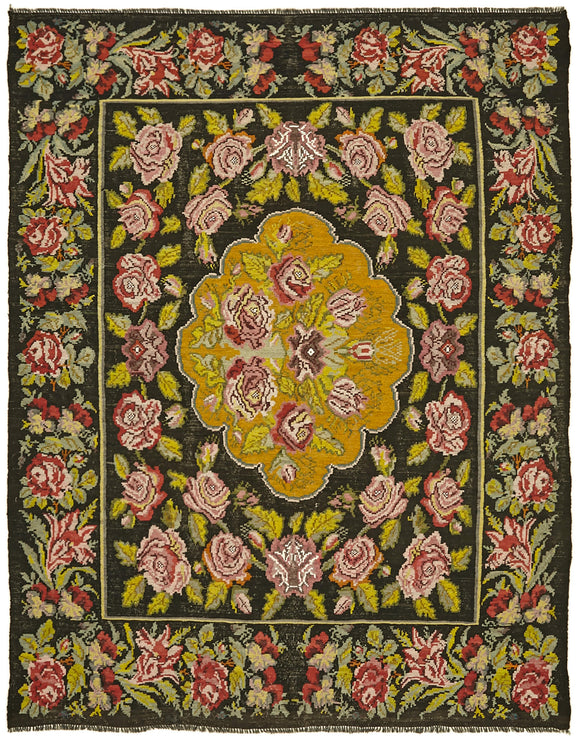 7' 0'' x 8' 8'' Floral Handwoven Wool Rug