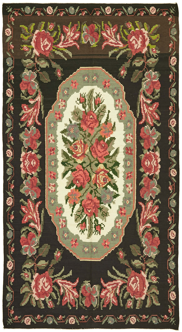 6' 3'' x 10' 10'' Vintage Floral Bessarabian Kilim