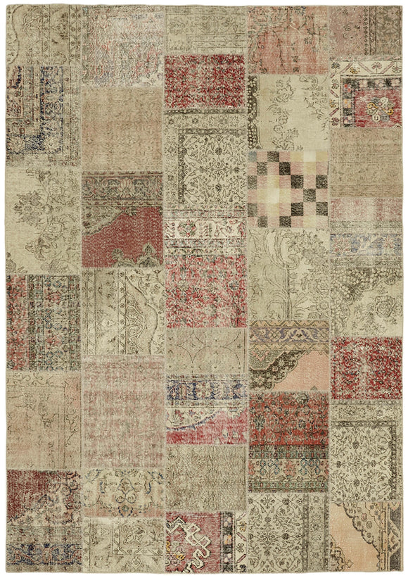 8' 2'' x 11' 6'' Hand-Knotted Turkish Patchwork Rug