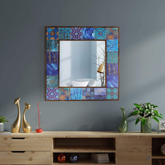 Kiersten Handmade Natural Wood Framed Wall Hanging Mirror