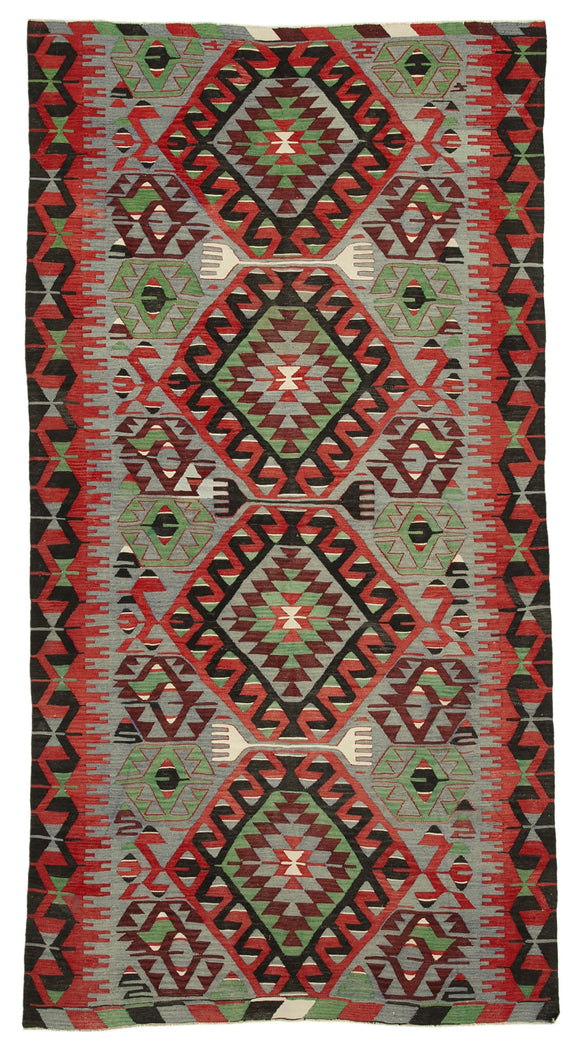 5' 3'' x 10' 2'' - Anatolian Hand-Woven Kilim Rug