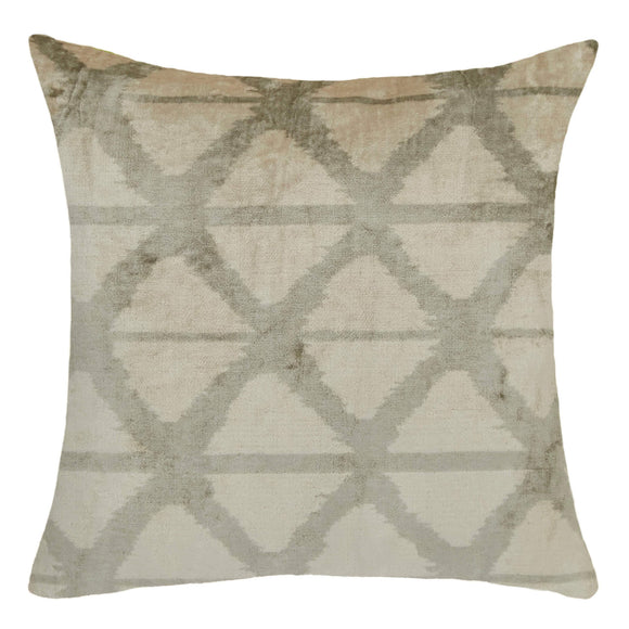 Beige Color Silk and Velvet Decorative Pillow Cover