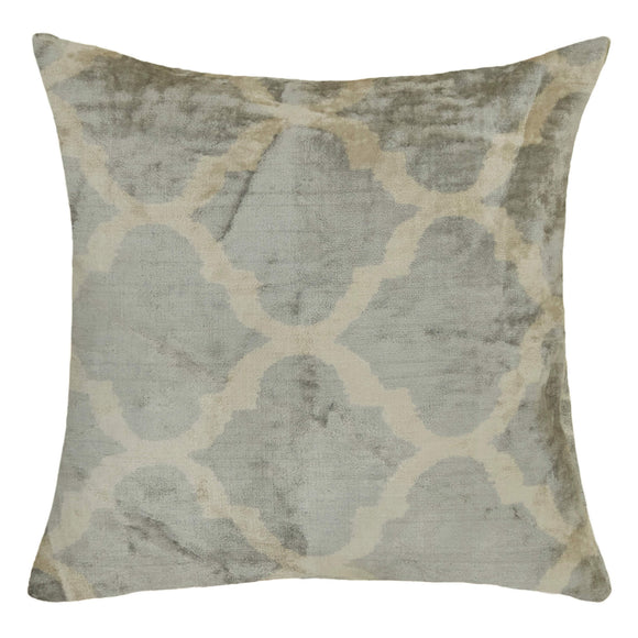 Beige Color Contemporary Silk and Velvet Pillow Cover