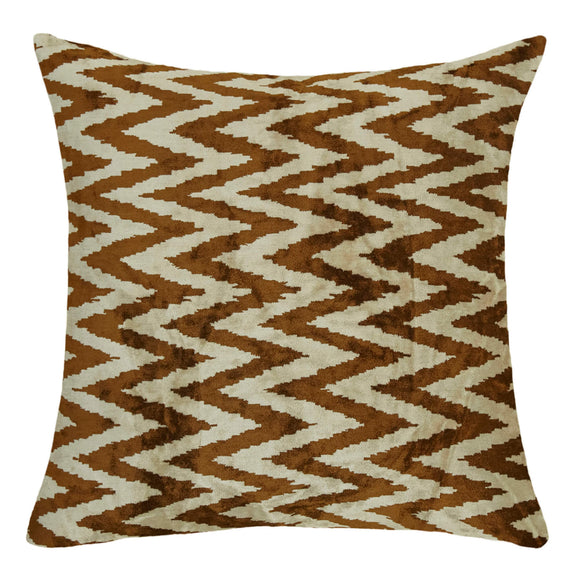 Brown Color Silk and Velvet Cushion Cover