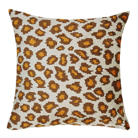 Brown Color Silk and Velvet Living Room Pillow Cover