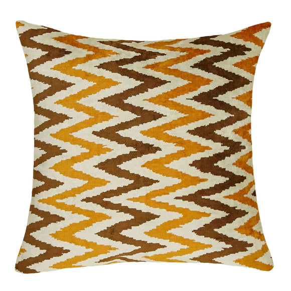 Brown Silk and Velvet Cushion Cover