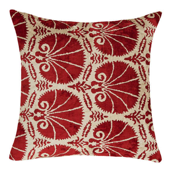 Handmade Red Color Velvet Ikat Pillow