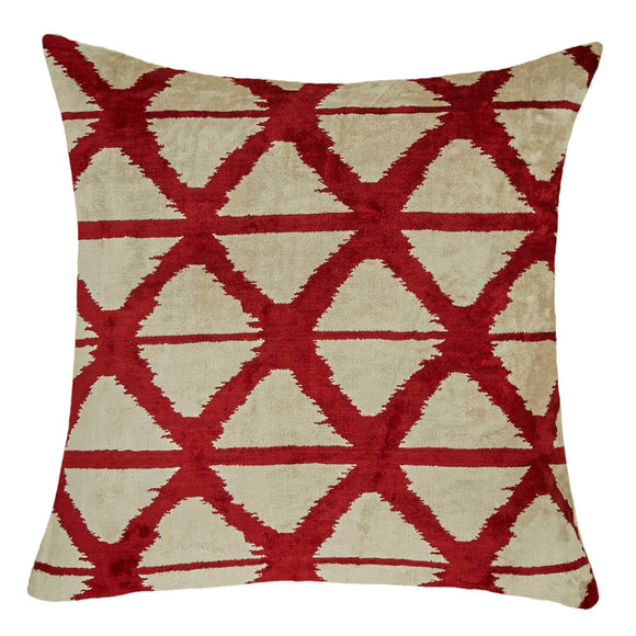 Red Color Silk and Velvet Square Pillow Covers
