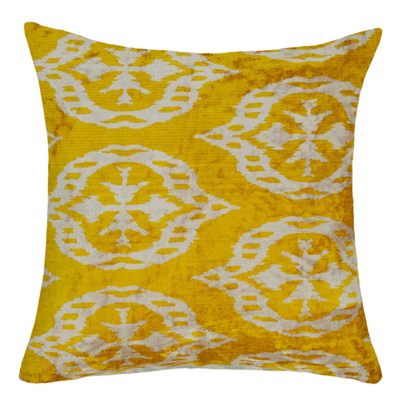 Yellow Silk and Velvet Luxury Pillow Cover