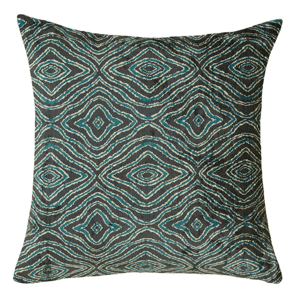 Blue Color Velvet Ikat Pillow Cover