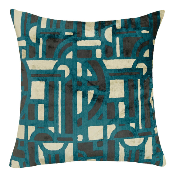 Blue Color Silk and Velvet Modern Pillow Cover
