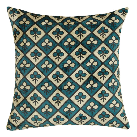 Blue Color Silk and Velvet Turkish Cushion Cover