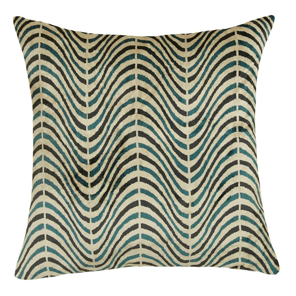 Blue Color Silk and Velvet Unique Cushion Cover