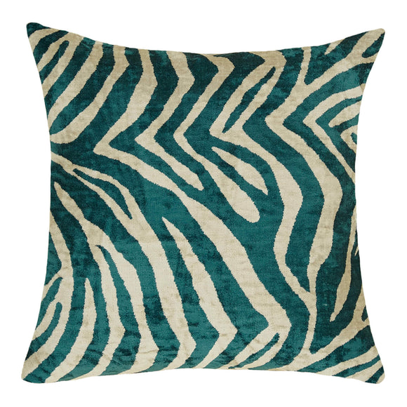 Blue Color Silk and Velvet Contemporary Cushion Cover