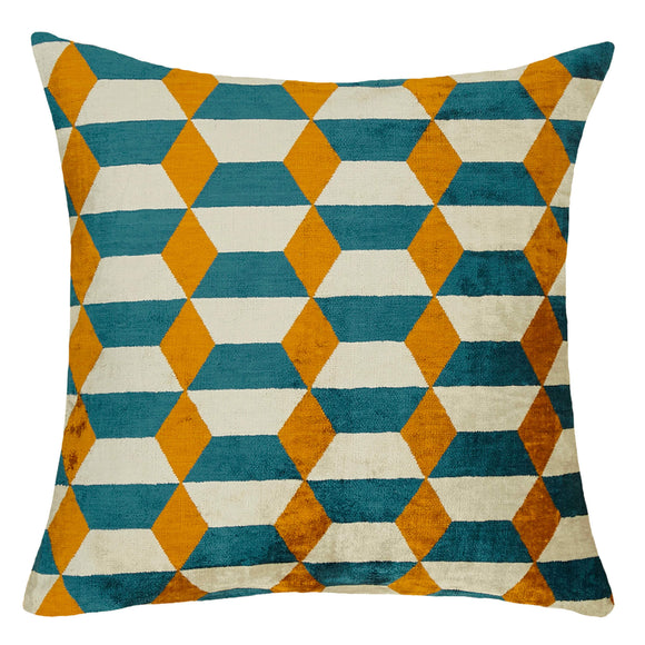 Blue and Yellow Color Silk Pillowcase