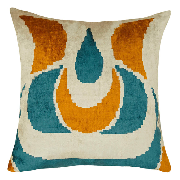 Blue Color Silk and Velvet Cushion Cover