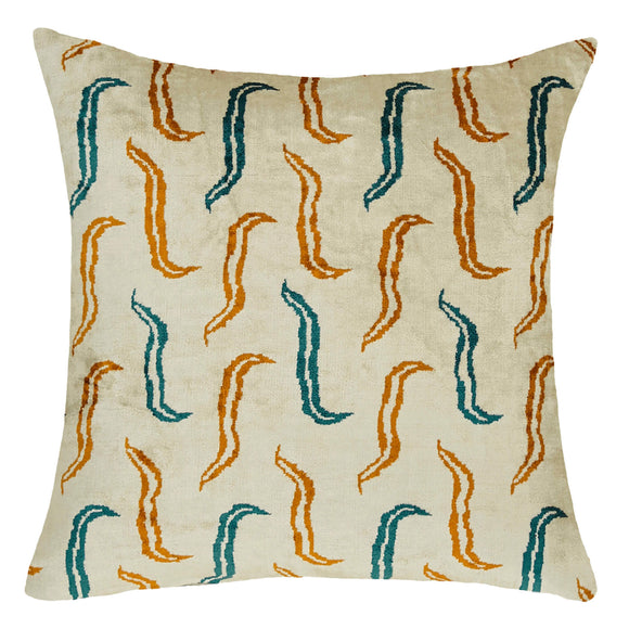 Beige Color Silk and Velvet Pillowcase