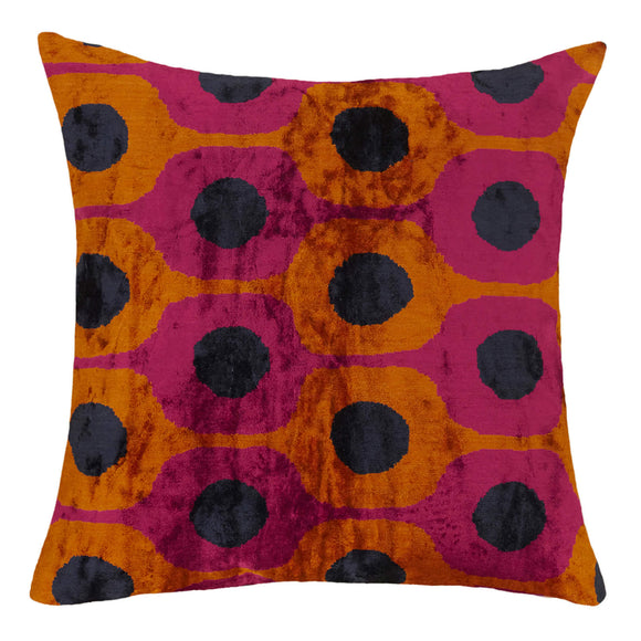 Orange Color Silk and Velvet Cushion Cover