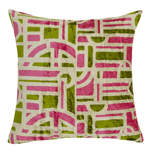 Pink Color Turkish Silk and Velvet Pillow Cover