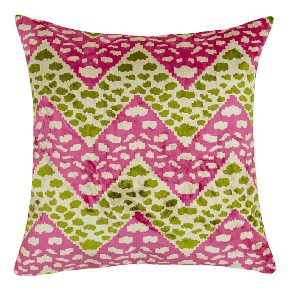 Green Handmade Silk and Velvet Cushion Cover