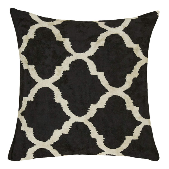 Black Color Silk and Velvet Cushion Cover