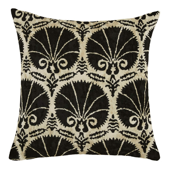 Black & Beige Silk and Velvet Cushion Cover