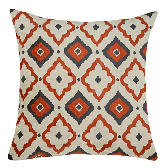 Orange Silk and Velvet Pillowcase Cover