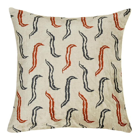 Beige Silk and Velvet Cushion Cover