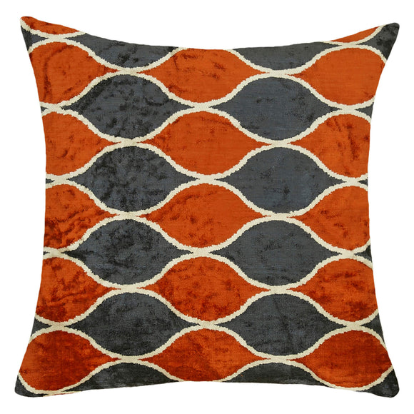 Orange Silk and Velvet Soft Cushion Cover