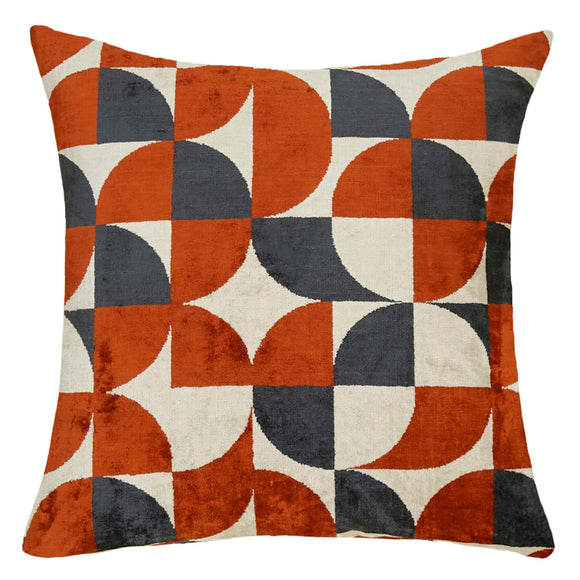 Orange Silk and Velvet Blissy Cushion Cover