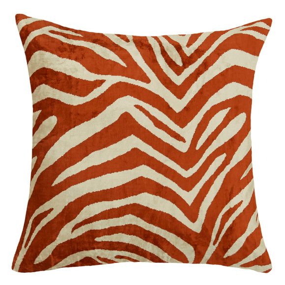 Red Color Silk and Velvet Blissy Cushion Cover