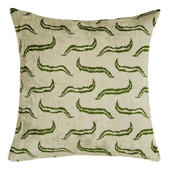 Silk and Velvet Unique Green Cushion Cover