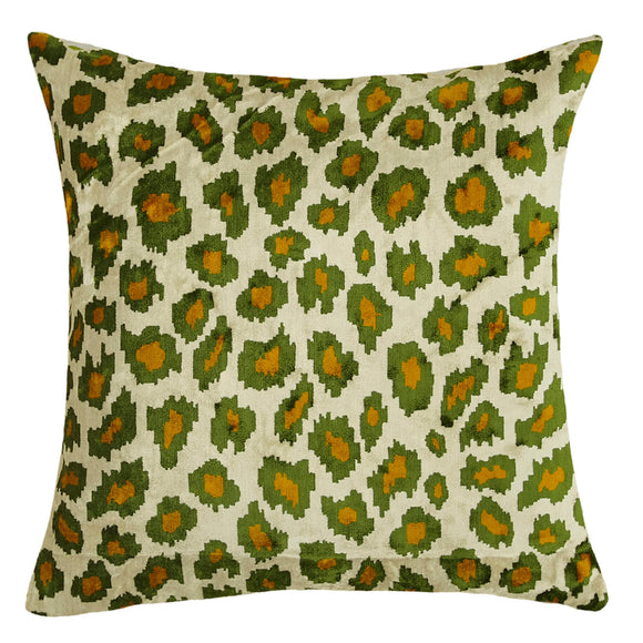 Green Color Leopard Design Pillow Cover