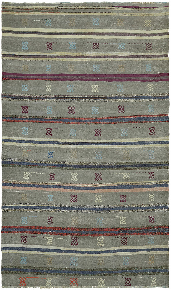 4' 10'' x 8' 2'' - Anatolian Hand-Woven Kilim Rug