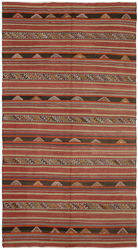 5' 6'' x 9' 7'' - Anatolian Hand-Woven Kilim Rug