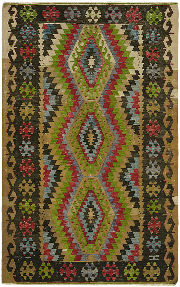 6' 3'' x 9' 7'' Anatolian Hand-Woven Kilim Rug
